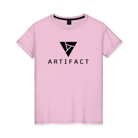 Женская футболка хлопок с принтом ARTIFACT DOTA 2 CARD GAME LOGO в Кировске, 100% хлопок | прямой крой, круглый вырез горловины, длина до линии бедер, слегка спущенное плечо | 