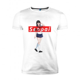 Мужская футболка премиум с принтом СЕНПАЙ - SENPAI в Кировске, 92% хлопок, 8% лайкра | приталенный силуэт, круглый вырез ворота, длина до линии бедра, короткий рукав | 