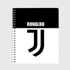 Тетрадь с принтом Ronaldo Juventus в Кировске, 100% бумага | 48 листов, плотность листов — 60 г/м2, плотность картонной обложки — 250 г/м2. Листы скреплены сбоку удобной пружинной спиралью. Уголки страниц и обложки скругленные. Цвет линий — светло-серый
 | cr7 | cristiano ronaldo | football | juventus | криштиану роналду | роналдо | роналду | ювентус