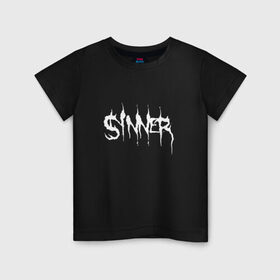 Детская футболка хлопок с принтом Sinner в Кировске, 100% хлопок | круглый вырез горловины, полуприлегающий силуэт, длина до линии бедер | 