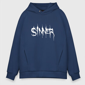 Мужское худи Oversize хлопок с принтом Sinner в Кировске, френч-терри — 70% хлопок, 30% полиэстер. Мягкий теплый начес внутри —100% хлопок | боковые карманы, эластичные манжеты и нижняя кромка, капюшон на магнитной кнопке | Тематика изображения на принте: 