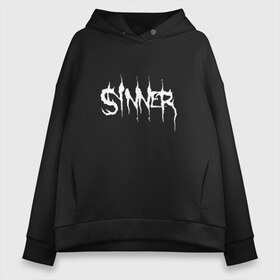 Женское худи Oversize хлопок с принтом Sinner в Кировске, френч-терри — 70% хлопок, 30% полиэстер. Мягкий теплый начес внутри —100% хлопок | боковые карманы, эластичные манжеты и нижняя кромка, капюшон на магнитной кнопке | 