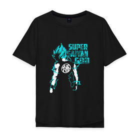 Мужская футболка хлопок Oversize с принтом SUPER SAIYAN GOD в Кировске, 100% хлопок | свободный крой, круглый ворот, “спинка” длиннее передней части | anime | goku | sugoi | super dragon ball | аниме | гоку