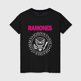 Женская футболка хлопок с принтом ramones в Кировске, 100% хлопок | прямой крой, круглый вырез горловины, длина до линии бедер, слегка спущенное плечо | misfits | punk | ramones | панк | рок