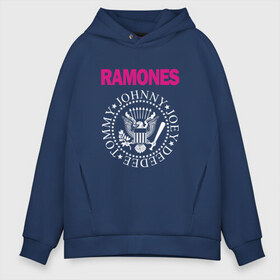 Мужское худи Oversize хлопок с принтом ramones в Кировске, френч-терри — 70% хлопок, 30% полиэстер. Мягкий теплый начес внутри —100% хлопок | боковые карманы, эластичные манжеты и нижняя кромка, капюшон на магнитной кнопке | misfits | punk | ramones | панк | рок