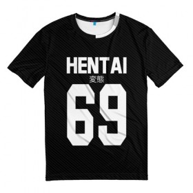Мужская футболка 3D с принтом HENTAI в Кировске, 100% полиэфир | прямой крой, круглый вырез горловины, длина до линии бедер | ahegao | anime | kodome | manga | senpai | аниме | анимэ | ахегао | кодоме | манга | меха | сенпай | юри | яой