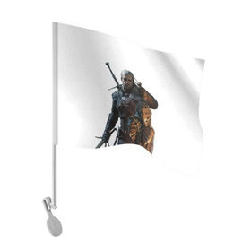 Флаг для автомобиля с принтом The Witcher в Кировске, 100% полиэстер | Размер: 30*21 см | witcher | ведьмак | геральт