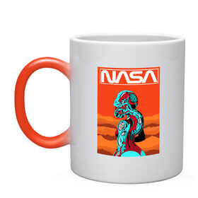 Кружка хамелеон с принтом NASA в Кировске, керамика | меняет цвет при нагревании, емкость 330 мл | nasa | киберпанк | космос | марс