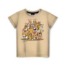 Детская футболка 3D с принтом Корги в Кировске, 100% гипоаллергенный полиэфир | прямой крой, круглый вырез горловины, длина до линии бедер, чуть спущенное плечо, ткань немного тянется | corgi | dog | dogs | корги | пес | порода | собака | щенки | щенок