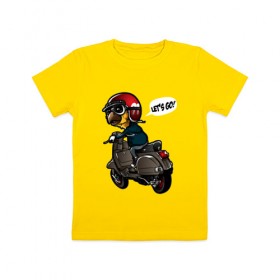 Детская футболка хлопок с принтом Мотоциклист в Кировске, 100% хлопок | круглый вырез горловины, полуприлегающий силуэт, длина до линии бедер | Тематика изображения на принте: 
