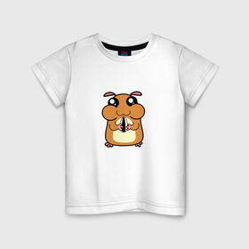 Детская футболка хлопок с принтом Хомячок в Кировске, 100% хлопок | круглый вырез горловины, полуприлегающий силуэт, длина до линии бедер | арт | животные | милые | хомяк | хомячок | щекастик