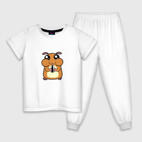 Детская пижама хлопок с принтом Хомячок в Кировске, 100% хлопок |  брюки и футболка прямого кроя, без карманов, на брюках мягкая резинка на поясе и по низу штанин
 | арт | животные | милые | хомяк | хомячок | щекастик