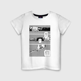 Детская футболка хлопок с принтом манга в Кировске, 100% хлопок | круглый вырез горловины, полуприлегающий силуэт, длина до линии бедер | анме | катана . меч | комикс | манга | ножны | самурай | япония