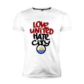 Мужская футболка премиум с принтом Love United в Кировске, 92% хлопок, 8% лайкра | приталенный силуэт, круглый вырез ворота, длина до линии бедра, короткий рукав | manchesterunited | manchesterunitedfans | manchesterunitedfc | manchesterunitedforever | manchester_united | manutd | manutdfan | manutdfanpics | manutdfans | manutdfc | united_prints