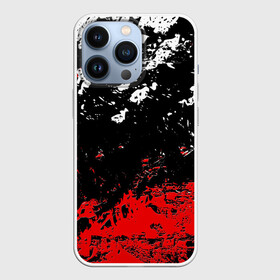 Чехол для iPhone 13 Pro с принтом БРЫЗГИ КРАСОК в Кировске,  |  | Тематика изображения на принте: black.white | dirty | paints | red | texture | белый | брызги | грязный | краски | красный | текстура | черный