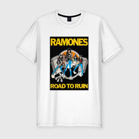 Мужская футболка премиум с принтом ramones в Кировске, 92% хлопок, 8% лайкра | приталенный силуэт, круглый вырез ворота, длина до линии бедра, короткий рукав | punk | ramones | rock