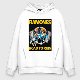 Мужское худи Oversize хлопок с принтом ramones в Кировске, френч-терри — 70% хлопок, 30% полиэстер. Мягкий теплый начес внутри —100% хлопок | боковые карманы, эластичные манжеты и нижняя кромка, капюшон на магнитной кнопке | Тематика изображения на принте: punk | ramones | rock