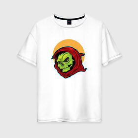 Женская футболка хлопок Oversize с принтом Зомби в Кировске, 100% хлопок | свободный крой, круглый ворот, спущенный рукав, длина до линии бедер
 | зомби | монстр | ужас | хеллоуин | череп | черепа