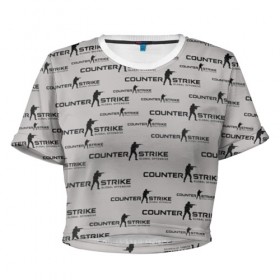 Женская футболка 3D укороченная с принтом CS:GO Pop art в Кировске, 100% полиэстер | круглая горловина, длина футболки до линии талии, рукава с отворотами | counter | global | offensive | strike | контр | страйк | шутер