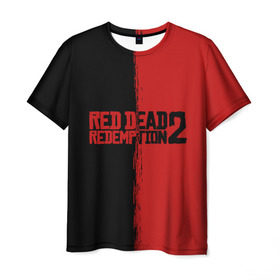 Мужская футболка 3D с принтом RED DEAD REDEMPTION 2 в Кировске, 100% полиэфир | прямой крой, круглый вырез горловины, длина до линии бедер | Тематика изображения на принте: rdr | rdr2 | red dead redemption 2 | rockstar | дикий запад | ковбои