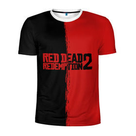 Мужская футболка 3D спортивная с принтом RED DEAD REDEMPTION 2 в Кировске, 100% полиэстер с улучшенными характеристиками | приталенный силуэт, круглая горловина, широкие плечи, сужается к линии бедра | Тематика изображения на принте: rdr | rdr2 | red dead redemption 2 | rockstar | дикий запад | ковбои