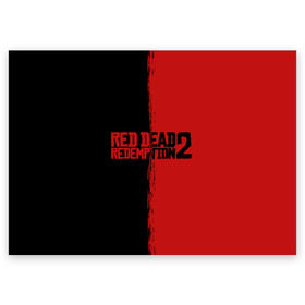 Поздравительная открытка с принтом RED DEAD REDEMPTION 2 в Кировске, 100% бумага | плотность бумаги 280 г/м2, матовая, на обратной стороне линовка и место для марки
 | rdr | rdr2 | red dead redemption 2 | rockstar | дикий запад | ковбои
