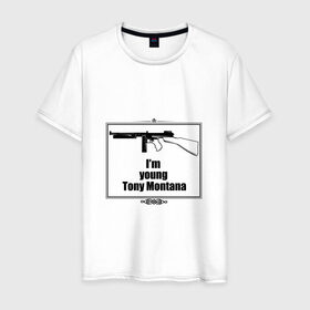 Мужская футболка хлопок с принтом Антонио Тони Монтана в Кировске, 100% хлопок | прямой крой, круглый вырез горловины, длина до линии бедер, слегка спущенное плечо. | 