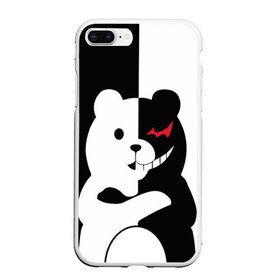 Чехол для iPhone 7Plus/8 Plus матовый с принтом MONOKUMA в Кировске, Силикон | Область печати: задняя сторона чехла, без боковых панелей | anime | bear | black  white | minomi | monokuma | pink | rabbit | school | аниме | главарь | миноми | монокума | черно белый | школа