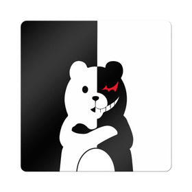 Магнит виниловый Квадрат с принтом MONOKUMA в Кировске, полимерный материал с магнитным слоем | размер 9*9 см, закругленные углы | anime | bear | black  white | minomi | monokuma | pink | rabbit | school | аниме | главарь | миноми | монокума | черно белый | школа