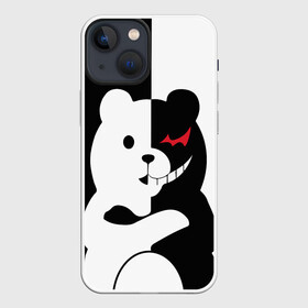 Чехол для iPhone 13 mini с принтом MONOKUMA   МОНОКУМА в Кировске,  |  | anime | bear | black  white | minomi | monokuma | pink | rabbit | school | аниме | главарь | миноми | монокума | черно белый | школа