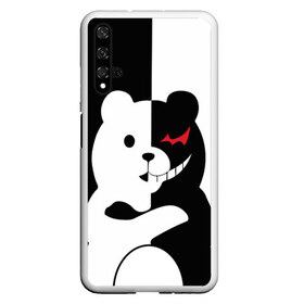 Чехол для Honor 20 с принтом MONOKUMA в Кировске, Силикон | Область печати: задняя сторона чехла, без боковых панелей | anime | bear | black  white | minomi | monokuma | pink | rabbit | school | аниме | главарь | миноми | монокума | черно белый | школа