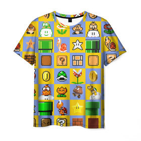 Мужская футболка 3D с принтом Super Mario Pop art в Кировске, 100% полиэфир | прямой крой, круглый вырез горловины, длина до линии бедер | bros | donkey kong | mario | super | игра | марио | офф | спин | супер | тоад