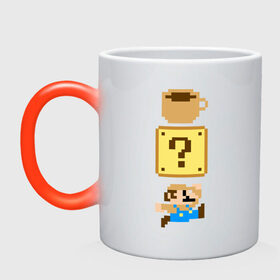 Кружка хамелеон с принтом Любитель кофе (Марио) в Кировске, керамика | меняет цвет при нагревании, емкость 330 мл | 16 bit | 16 бит | 8 bit | 8 бит | coffe | dendy | love | mario | nes | nintendo | pixel | pixels | retro | денди | кофе | любовь | марио | нинтендо
