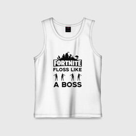 Детская майка хлопок с принтом Floss like a boss в Кировске,  |  | dance | floss like a boss | fortnite | swag | thebackpackkid | танец