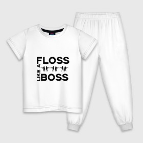 Детская пижама хлопок с принтом Floss like a boss в Кировске, 100% хлопок |  брюки и футболка прямого кроя, без карманов, на брюках мягкая резинка на поясе и по низу штанин
 | 