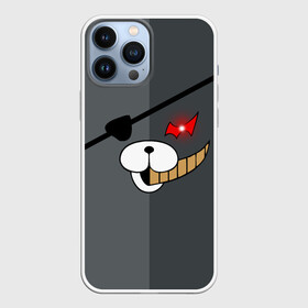 Чехол для iPhone 13 Pro Max с принтом KUROKUMA  на сером в Кировске,  |  | anime | bear | black  white | danganronpa | kurokuma | monodam | monokuma | monomi | monotaro | pink | rabbit | school | shirokuma | аниме | главарь | мoноми | монокума | черно белый | школа