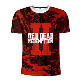 Мужская футболка 3D спортивная с принтом RED DEAD REDEMPTION 2 в Кировске, 100% полиэстер с улучшенными характеристиками | приталенный силуэт, круглая горловина, широкие плечи, сужается к линии бедра | gamer | gun | logo | play | player | rdr2 | red dead redemption 2 | rockstar | western | вестерн | ковбои | компьютерные игры 2019 | криминал | лого | рокстар
