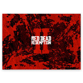 Поздравительная открытка с принтом RED DEAD REDEMPTION 2 в Кировске, 100% бумага | плотность бумаги 280 г/м2, матовая, на обратной стороне линовка и место для марки
 | gamer | gun | logo | play | player | rdr2 | red dead redemption 2 | rockstar | western | вестерн | ковбои | компьютерные игры 2019 | криминал | лого | рокстар