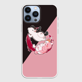 Чехол для iPhone 13 Pro Max с принтом MONOKUMA X MONOMI | МОНОКУМА в Кировске,  |  | anime | bear | black  white | danganronpa | kurokuma | monodam | monokuma | monomi | monotaro | pink | rabbit | school | shirokuma | аниме | главарь | мoноми | монокума | черно белый | школа