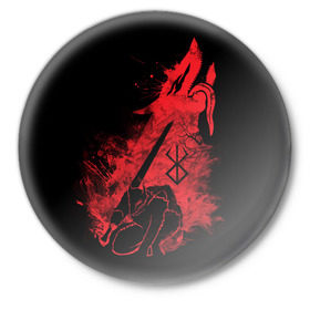 Значок с принтом BERSERK в Кировске,  металл | круглая форма, металлическая застежка в виде булавки | anime | berserk | heroes | knight | manga | аниме | берсерк | герои | манга | рыцарь