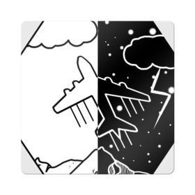 Магнит виниловый Квадрат с принтом Daynight flying в Кировске, полимерный материал с магнитным слоем | размер 9*9 см, закругленные углы | plane | горы | космос | минимализм | небо | облака | природа | самолёт