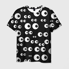 Мужская футболка 3D с принтом Глаза в Кировске, 100% полиэфир | прямой крой, круглый вырез горловины, длина до линии бедер | глаза | зрачки | много глаз | повторение | подглядывает | прикол | смотрит | юмор