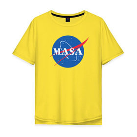 Мужская футболка хлопок Oversize с принтом Маша (NASA) в Кировске, 100% хлопок | свободный крой, круглый ворот, “спинка” длиннее передней части | nasa | космос | маша