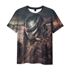 Мужская футболка 3D с принтом Хищник | Predator в Кировске, 100% полиэфир | прямой крой, круглый вырез горловины, длина до линии бедер | predator | хищник | шейн блэк