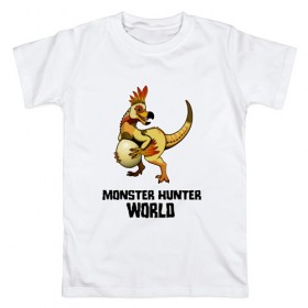 Мужская футболка хлопок с принтом Monster Hunter: World в Кировске, 100% хлопок | прямой крой, круглый вырез горловины, длина до линии бедер, слегка спущенное плечо. | monster hunter: world