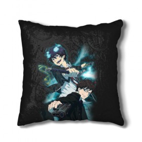 Подушка 3D с принтом Blue Exorcist в Кировске, наволочка – 100% полиэстер, наполнитель – холлофайбер (легкий наполнитель, не вызывает аллергию). | состоит из подушки и наволочки. Наволочка на молнии, легко снимается для стирки | 