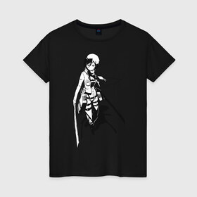 Женская футболка хлопок с принтом Mikasa Ackerman в Кировске, 100% хлопок | прямой крой, круглый вырез горловины, длина до линии бедер, слегка спущенное плечо | mikasa | микаса