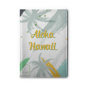 Обложка для автодокументов с принтом Aloha Hawaii в Кировске, натуральная кожа |  размер 19,9*13 см; внутри 4 больших “конверта” для документов и один маленький отдел — туда идеально встанут права | Тематика изображения на принте: aloha | summer | sun | travel | гавайи | лето | путешествия