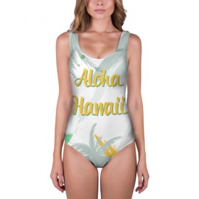 Купальник-боди 3D с принтом Aloha Hawaii в Кировске, 82% полиэстер, 18% эластан | Круглая горловина, круглый вырез на спине | aloha | summer | sun | travel | гавайи | лето | путешествия