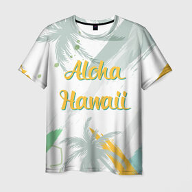Мужская футболка 3D с принтом Aloha Hawaii в Кировске, 100% полиэфир | прямой крой, круглый вырез горловины, длина до линии бедер | aloha | summer | sun | travel | гавайи | лето | путешествия